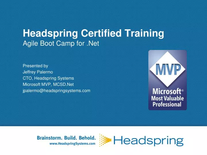 headspring certified training agile boot camp for net