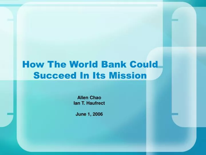 how the world bank could succeed in its mission