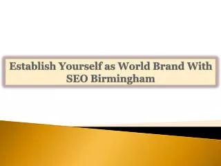 Establish Yourself as World Brand With SEO Birmingham
