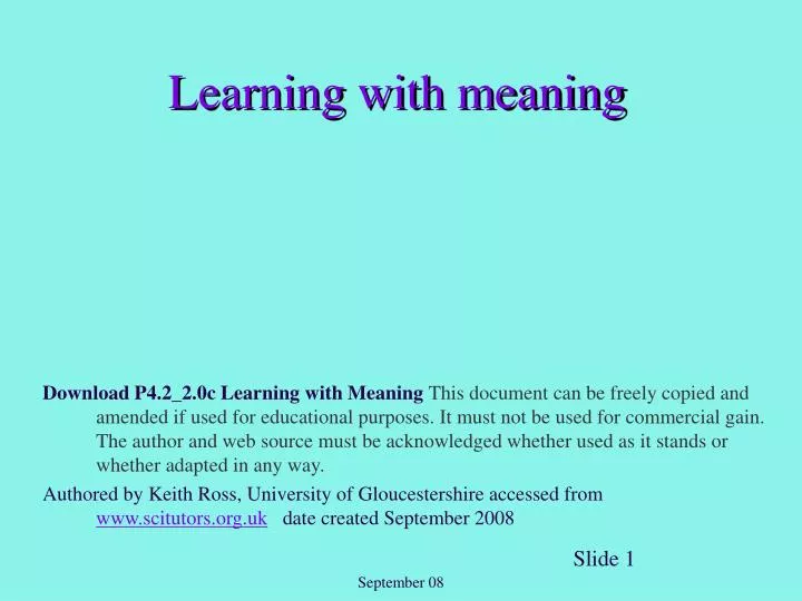 learning with meaning