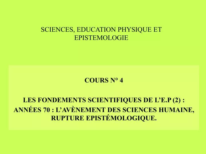 sciences education physique et epistemologie