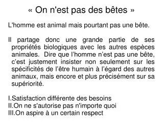 on n est pas des b tes