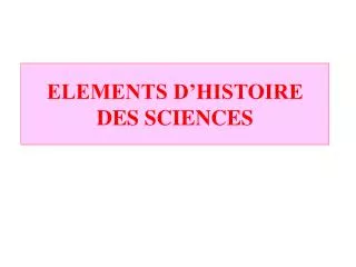 elements d histoire des sciences