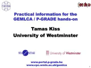 Practical information for the GEMLCA / P-GRADE hands-on