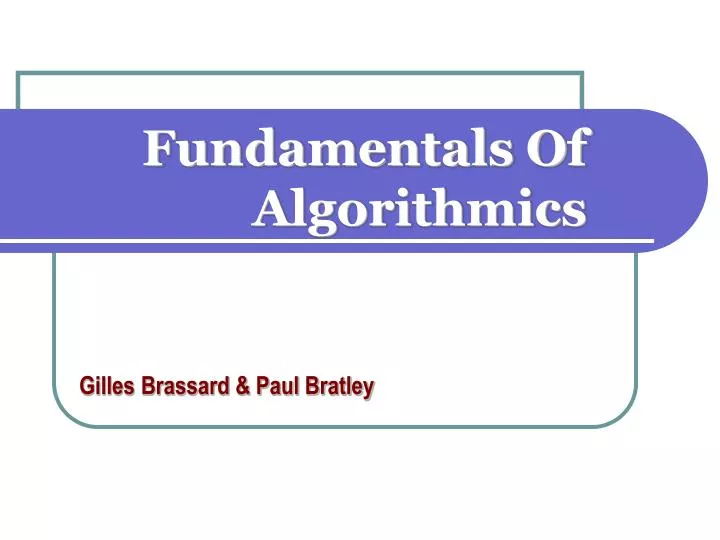 fundamentals of algorithmics