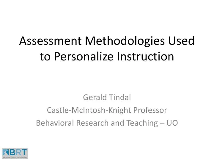 assessment methodologies used to personalize instruction
