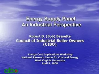 Energy Supply Panel An Industrial Perspective
