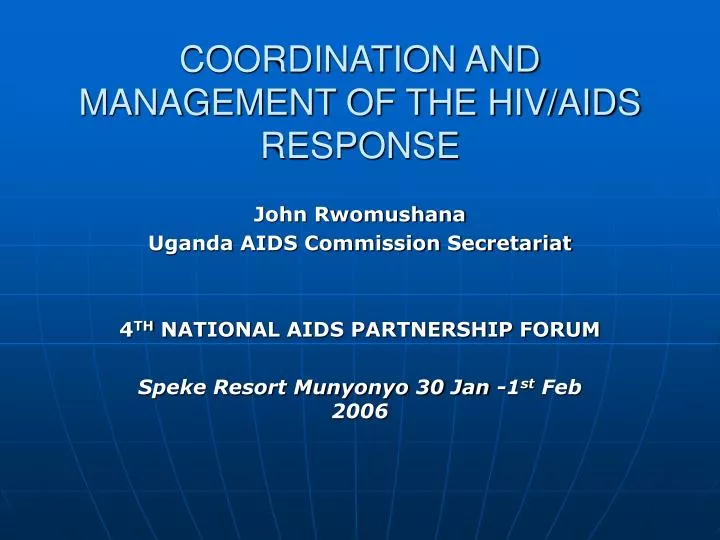 coordination and management of the hiv aids response