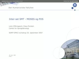 Inter-set SMT - MOSES og POS