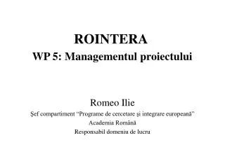 rointera wp 5 managementul proiectului