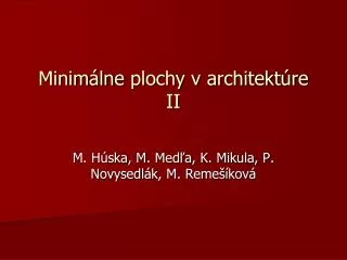 minim lne plochy v architekt re ii