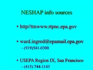 NESHAP info sources