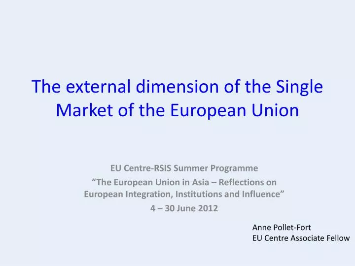 the external dimension of the single market of the european union