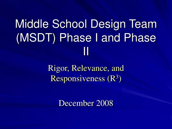 middle school design team msdt phase i and phase ii