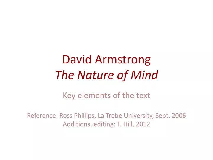 david armstrong the nature of mind