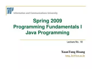 Spring 2009 Programming Fundamentals I Java Programming