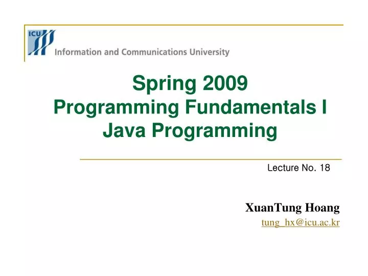 spring 2009 programming fundamentals i java programming