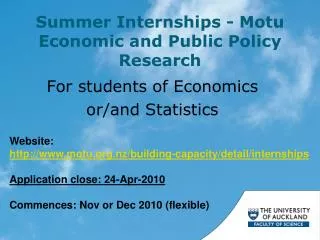 Summer Internships - Motu Economic and Public Policy Research