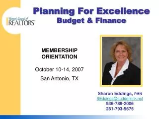 Planning For Excellence Budget &amp; Finance