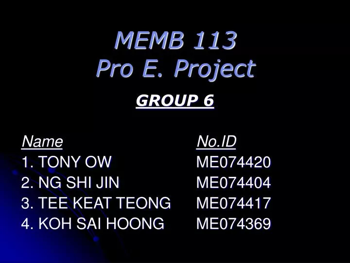 memb 113 pro e project