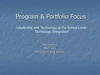 Program &amp; Portfolio Focus