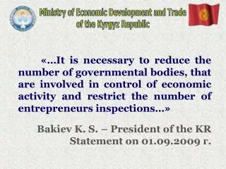Ministry of Economic Development and Trade of the Kyrgyz Republic