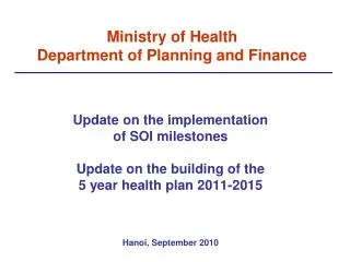 Ministry of Health Department of Planning and Finance