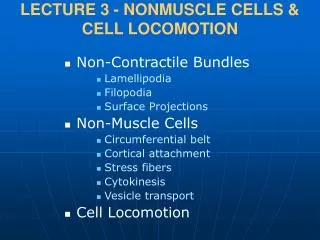 LECTURE 3 - NONMUSCLE CELLS &amp; CELL LOCOMOTION