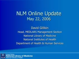 NLM Online Update May 22, 2006