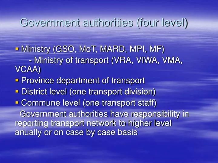 government authorities four level