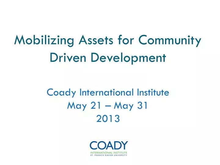 mobilizing assets for community driven development