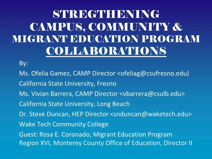 stregthening campus community migrant education program collaborations