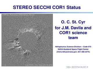 STEREO SECCHI COR1 Status