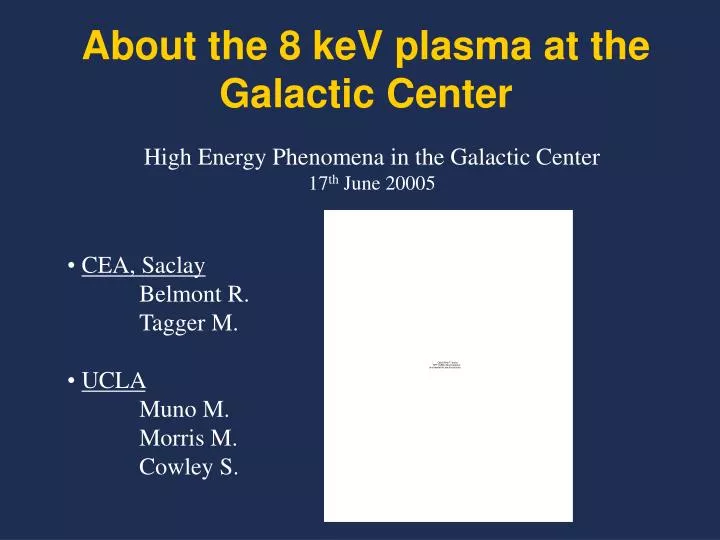 about the 8 kev plasma at the galactic center