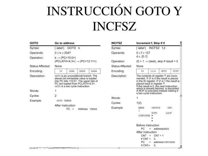 instrucci n goto y incfsz