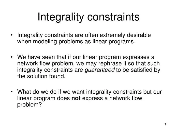 integrality constraints