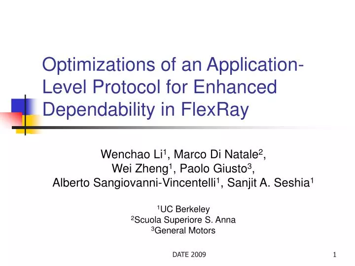 optimizations of an application level protocol for enhanced dependability in flexray