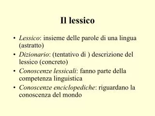 il lessico