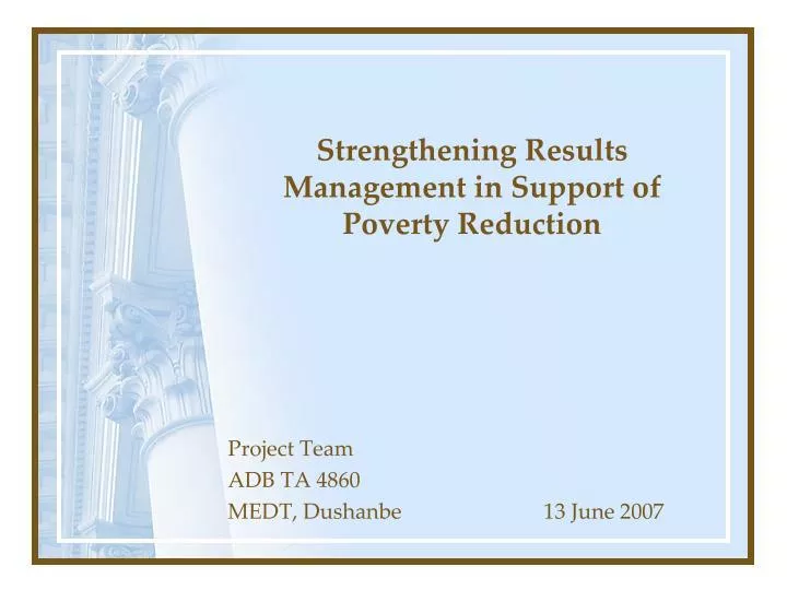 strengthening results management in support of poverty reduction