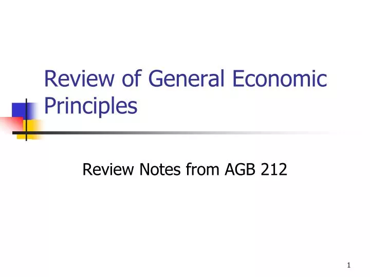 review of general economic principles