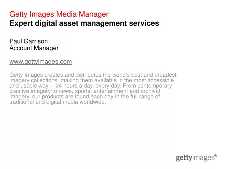 getty images media manager expert digital asset management services