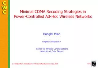 Minimal CDMA Recoding Strategies in Power-Controlled Ad-Hoc Wireless Networks