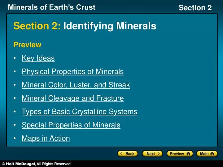 section 2 identifying minerals