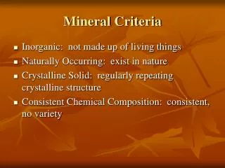 Mineral Criteria