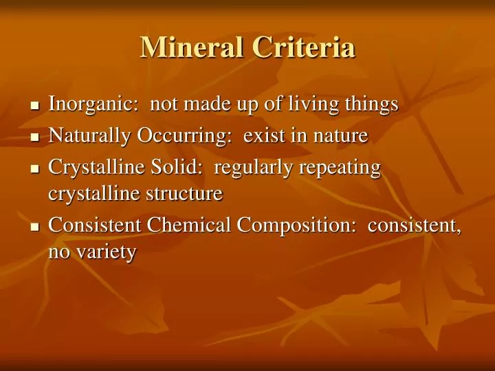 mineral criteria