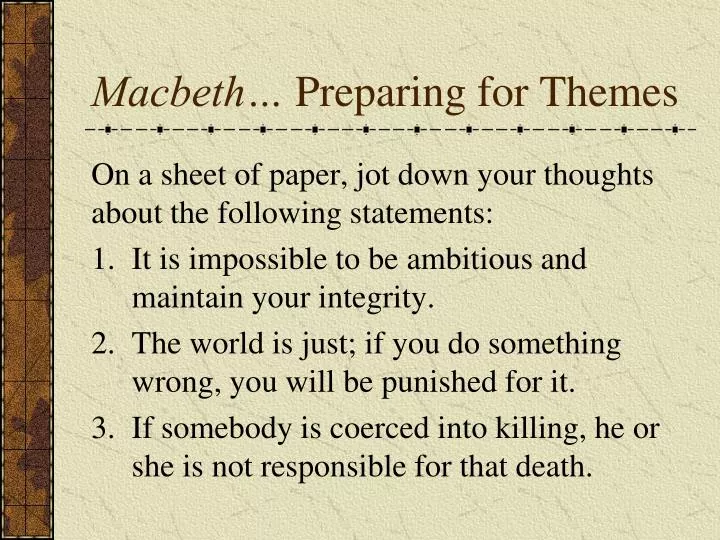 macbeth preparing for themes