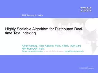 Highly Scalable Algorithm for Distributed Real-time Text Indexing