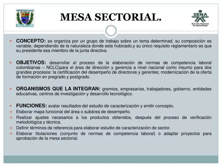 mesa sectorial