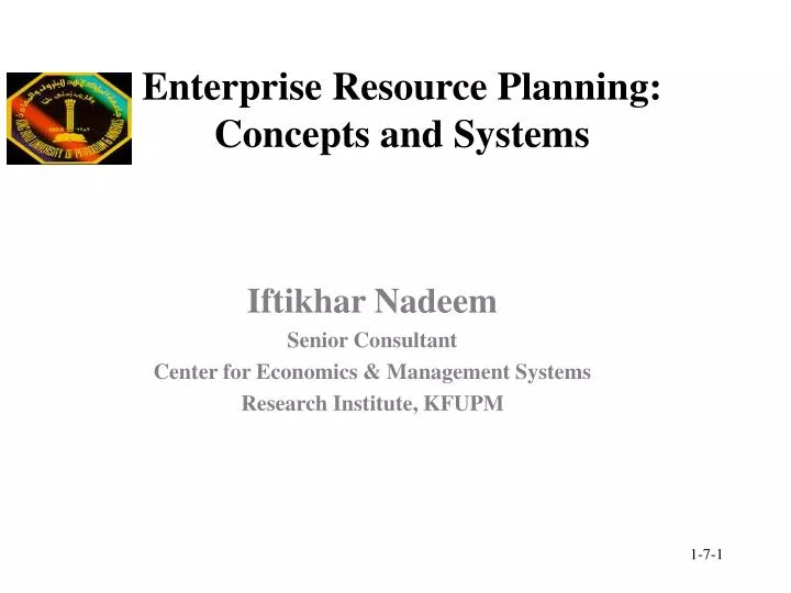 enterprise resource planning concepts and systems