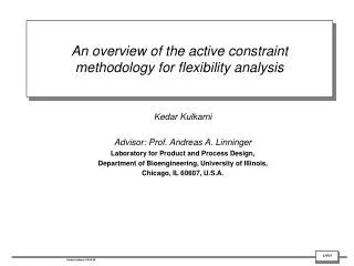 An overview of the active constraint methodology for flexibility analysis